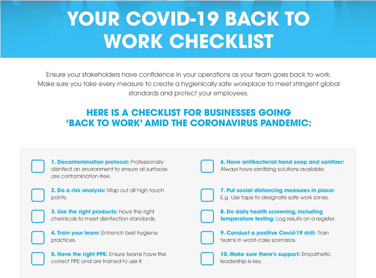 Your covid-19 back to work checklist